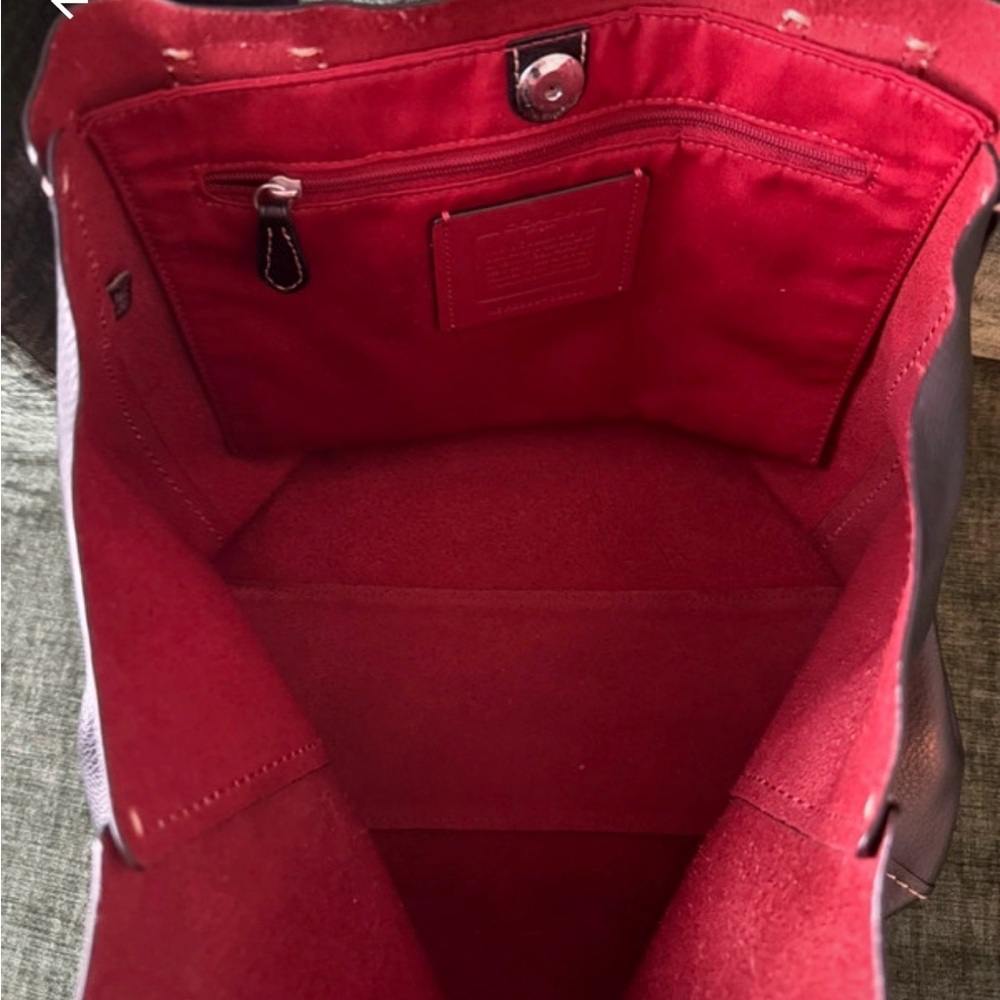 Coach Black Tote with Vibrant Red Interior - Picture 3 of 4